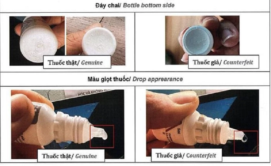 So sánh thuốc thật với thuốc giả. Ảnh: CQLD