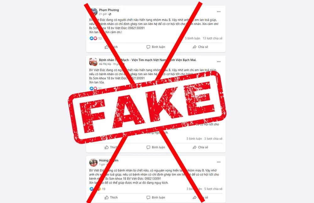 Thông tin sai sự thật lan truyền trên mạng xã hội. Ảnh: BVCC