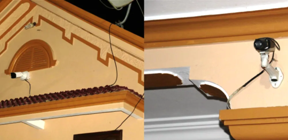 Camera quan sát từ xa lắp đặt dày đặc tại nhà Sâm. Ảnh: CA.