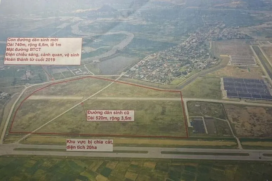 Sơ đồ tuyến đường dân sinh cũ và đường mới đã mở. Sơ đồ tuyến đường dân sinh cũ và đường mới đã mở.