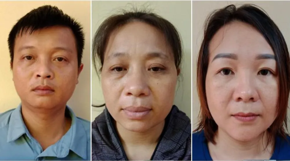 Các bị can Dũng, Mai, Huế. Ảnh: CA. Các bị can Dũng, Mai, Huế. Ảnh: CA.