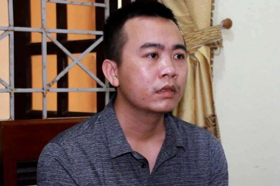 Nghi can Đậu Đức Bằng tại cơ quan điều tra. Ảnh: CA.