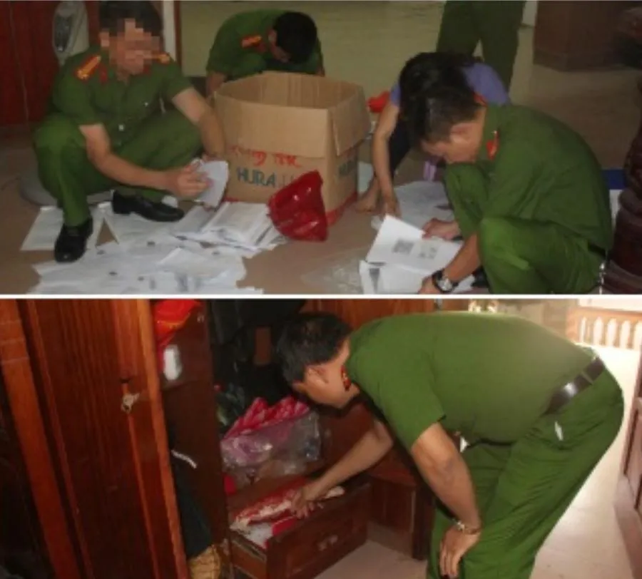 Công an khám xét nơi ở của Lê Văn Bình. Ảnh: CACC