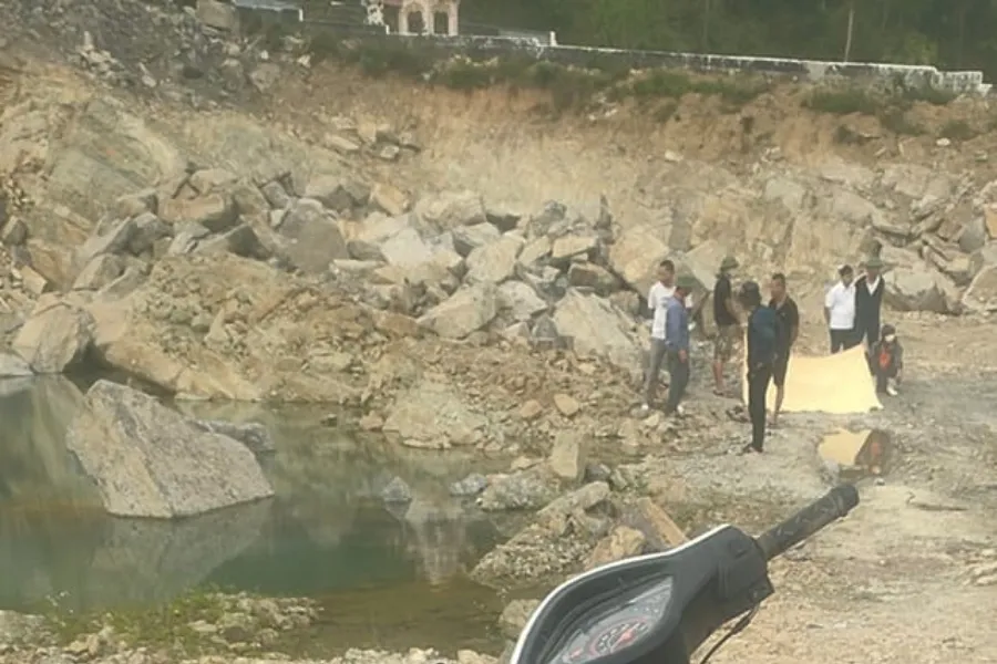 Khu vực phát hiện thi thể học sinh VĐQ ở phường Quỳnh Xuân, thị xã Hoàng Mai, Nghệ An.