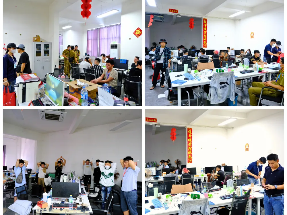 Văn phòng nơi "ổ nhóm" lừa đảo hoạt động. Ảnh: Công an Hà Tĩnh. Công an Hà Tĩnh