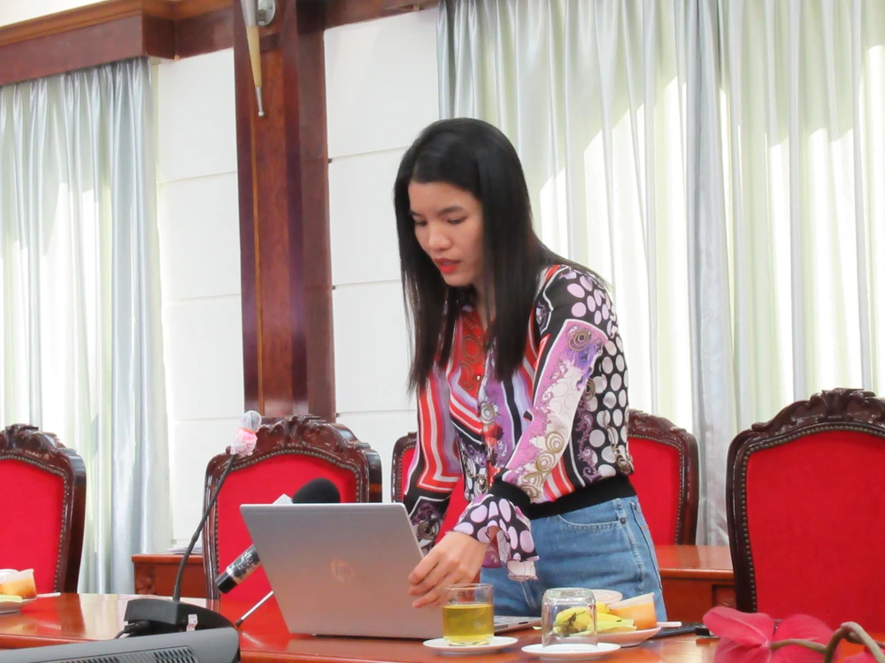 Đại diện Báo Phụ nữ phát biểu tại hội thảo. Ảnh: YC Đại diện Báo Phụ nữ phát biểu tại hội thảo. Ảnh: YC