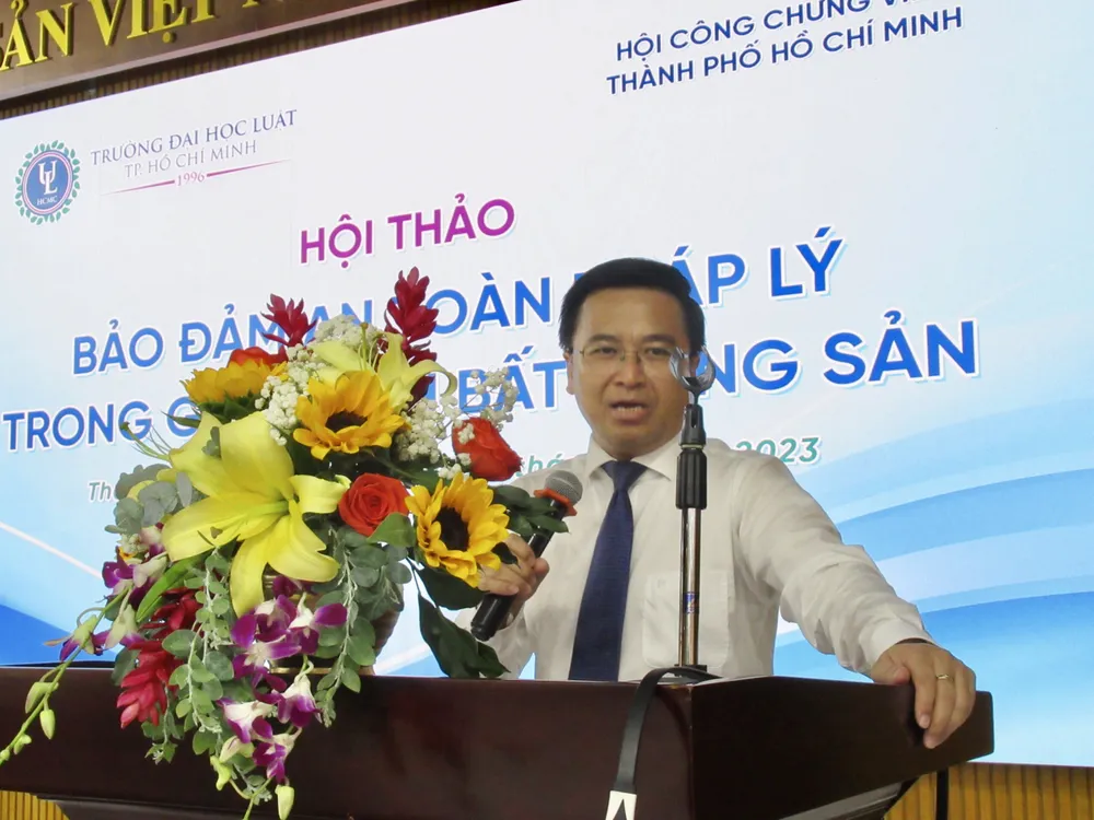 PGS.TS Bùi Xuân Hải (Phó hiệu trưởng Trường Đại học Luật TP.HCM) phát biểu tại hội thảo. Ảnh: YC PGS.TS Bùi Xuân Hải (Phó hiệu trưởng Trường Đại học Luật TP.HCM) phát biểu tại hội thảo. Ảnh: YC