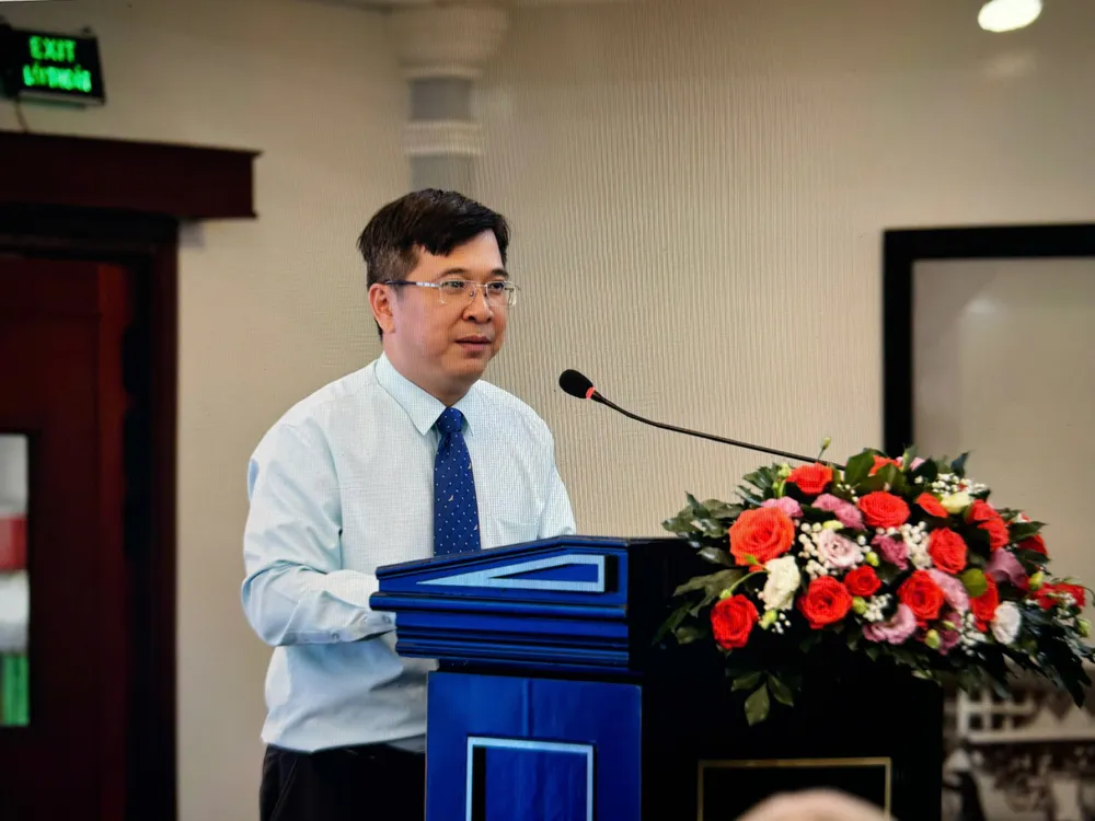 Ông Phan Thanh Tùng (Phó Giám đốc Sở Tư pháp TP.HCM) phát biểu tại đại hội. Ảnh: YC trong-tai-thuong-mai-tung.jpg