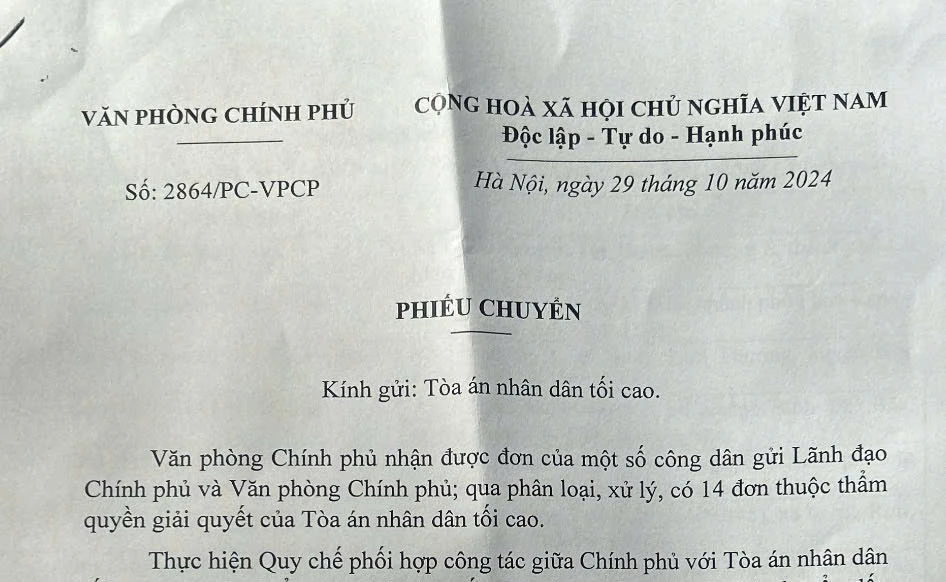Văn bản chuyển đơn