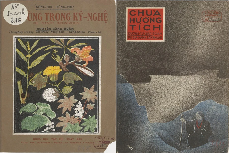 Hoàng Trọng Phu đã viết tựa cho sách Cây dùng trong kỹ nghệ (trái). Hoàng Trọng Phu và Vi Văn Đinh viết tựa cho sách Chùa Hương Tích của Dương Tự Giáp. Ảnh: ĐÌNH BA