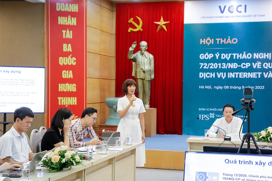 Bà Nguyễn Thị Thanh Huyền, Phó Cục trưởng Cục Phát thanh, Truyền hình và Thông tin điện tử, phát biểu tại hội thảo. Ảnh: VT Bà Nguyễn Thị Thanh Huyền, Phó Cục trưởng Cục Phát thanh, Truyền hình và Thông tin điện tử, phát biểu tại hội thảo. Ảnh: VT