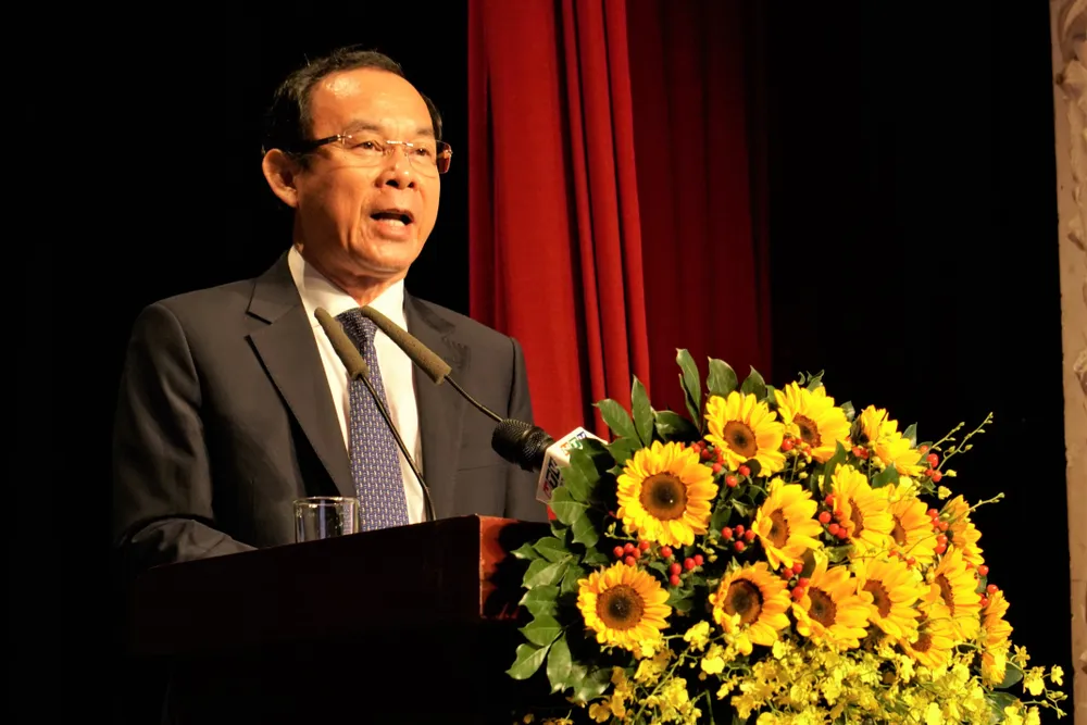 Bí thư Nguyễn Văn Nên phát biểu tại buổi lễ. Ảnh: BẢO PHƯƠNG Bí thư Nguyễn Văn Nên phát biểu tại buổi lễ. Ảnh: BẢO PHƯƠNG