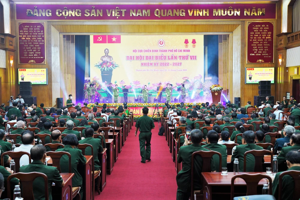 Toàn cảnh Đại hội Đại biểu Hội Cựu chiến binh TP.HCM lần thứ 7. Ảnh: BẢO PHƯƠNG