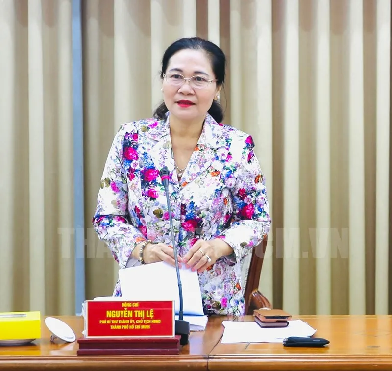 Chủ tịch HĐND TP.HCM Nguyễn Thị Lệ phát biểu kết luận. Ảnh: Thanhuytphcm Chủ tịch HĐND TP.HCM Nguyễn Thị Lệ phát biểu kết luận. Ảnh: Thanhuytphcm