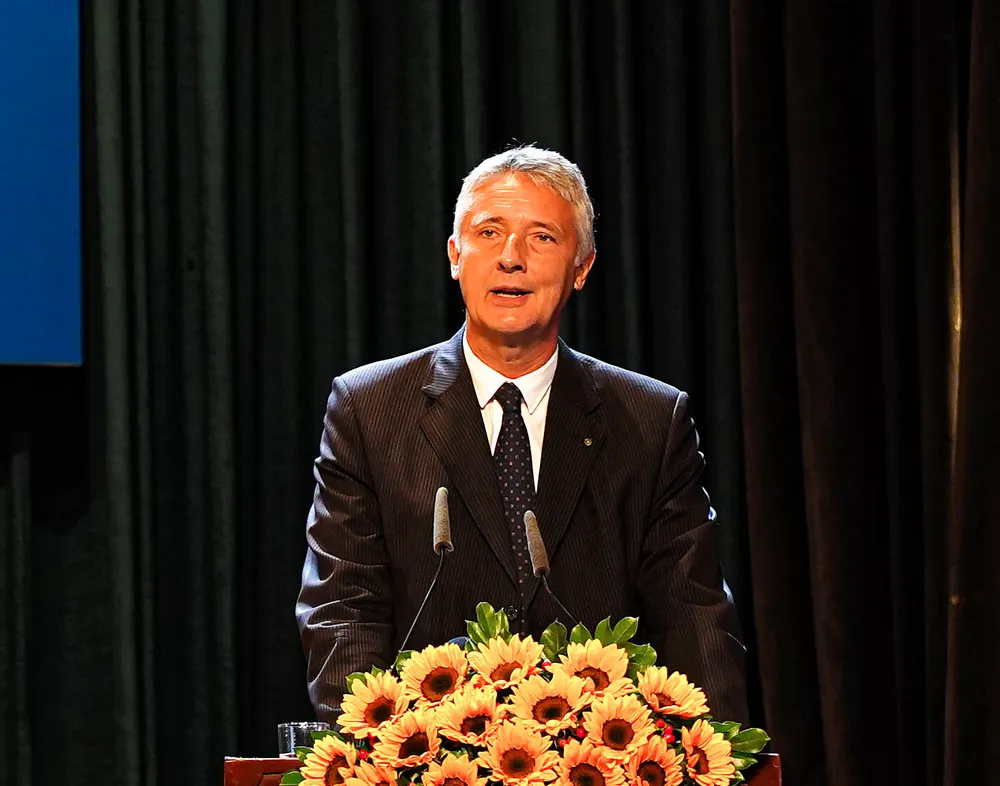 Tổng Lãnh sự Cộng hòa Italia tại TPHCM Enrico Padula phát biểu tại lễ kỷ niệm. Ảnh: BẢO PHƯƠNG Tổng Lãnh sự Cộng hòa Italia tại TPHCM Enrico Padula phát biểu tại lễ kỷ niệm