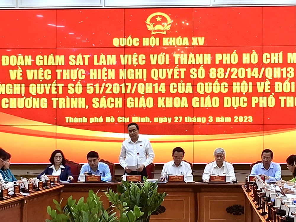 Ông Trần Thanh Mẫn, Phó Chủ tịch Quốc hội phát biểu tại buổi làm việc. Ảnh: BP