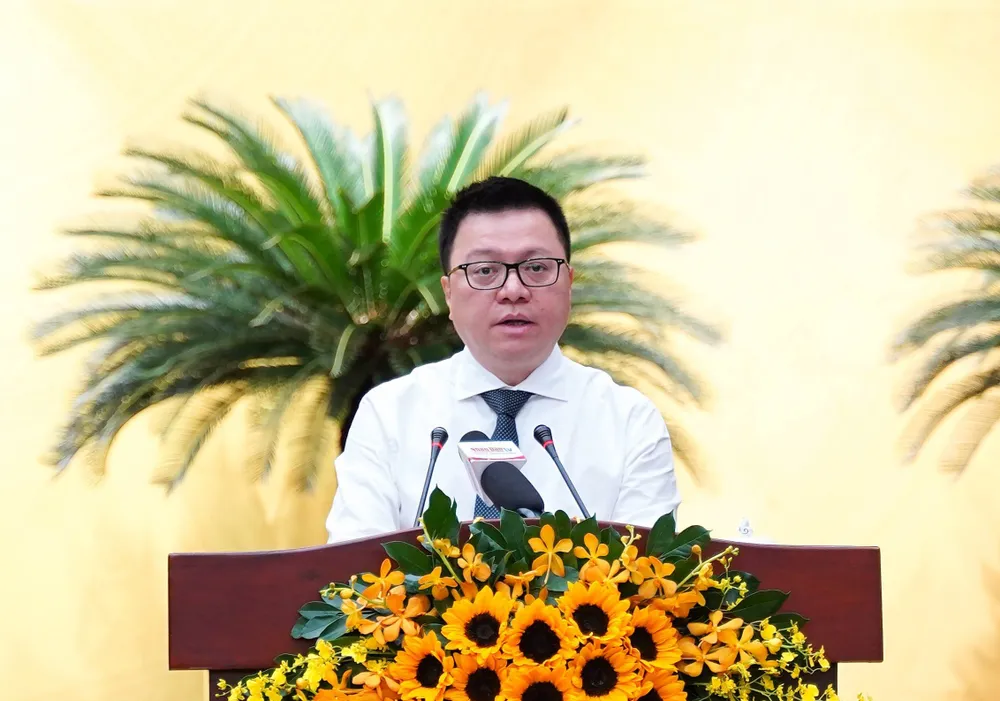 Ông Lê Quốc Minh, Phó Trưởng Ban Tuyên giáo Trung ương, Tổng Biên tập Báo Nhân Dân, phát biểu tại hội nghị. Ảnh: BẢO PHƯƠNG