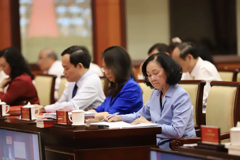 Các lãnh đạo Đảng, Nhà nước tham dự hội nghị. Ảnh: BẢO PHƯƠNG