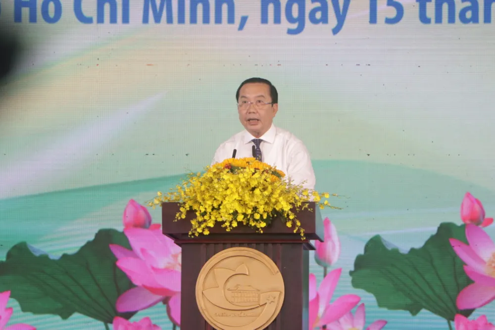 Ông Trần Thế Thuận, Giám đốc Sở VH-TT TP.HCM phát biểu tại buổi lễ. Ảnh: Q.S Ông Trần Thế Thuận, Giám đốc Sở VH-TT TP.HCM phát biểu tại buổi lễ. Ảnh: Q.S