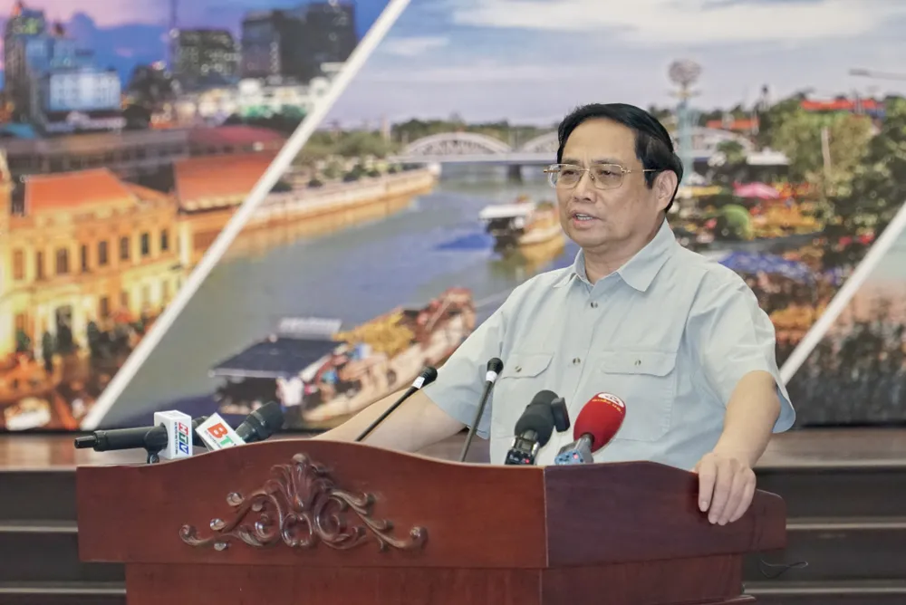 Thủ tướng Chính phủ Phạm Minh Chính phát biểu kết luận hội nghị. Ảnh: BẢO PHƯƠNG