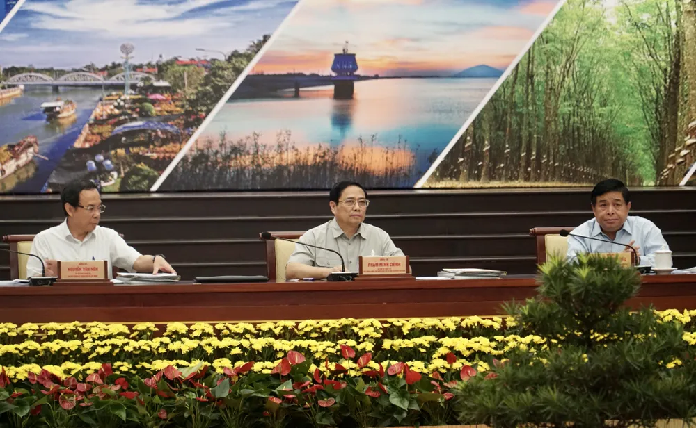 Thủ tướng Phạm Minh Chính chủ trì Hội nghị Hội đồng Điều phối vùng Đông Nam Bộ. Ảnh: BẢO PHƯƠNG