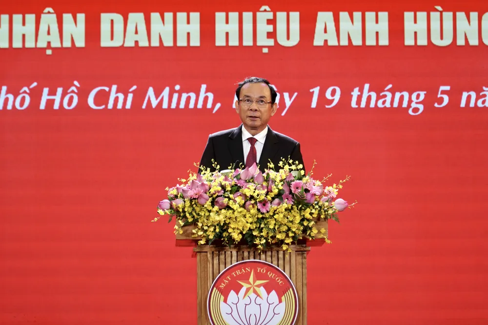 Bí thư Nguyễn Văn Nên phát biểu tại chương trình. Ảnh: BẢO PHƯƠNG bi-thu-nguyen-van-nen-13.JPG