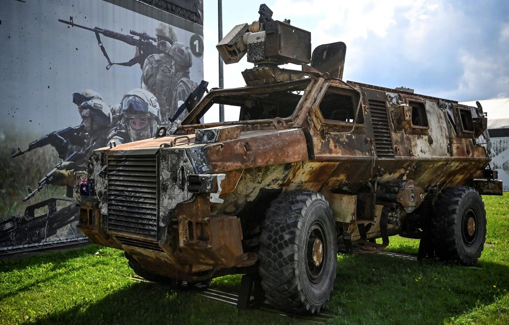 Xe chiến đấu bọc thép Bushmaster của Úc tại Army-2023. Ảnh: GETTY IMAGES
