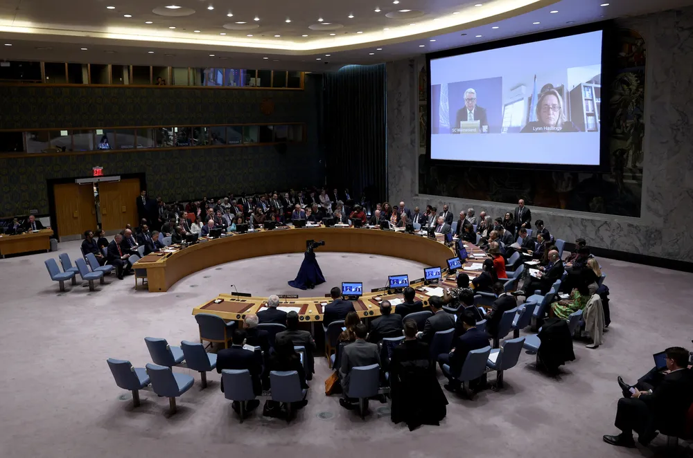 Hội đồng Bảo an Liên Hợp Quốc họp bàn về xung đột Israel-Hamas hôm 24-10. Ảnh: REUTERS 757e5dd9-e123-4058-bbda-b9565ed06142.jpg