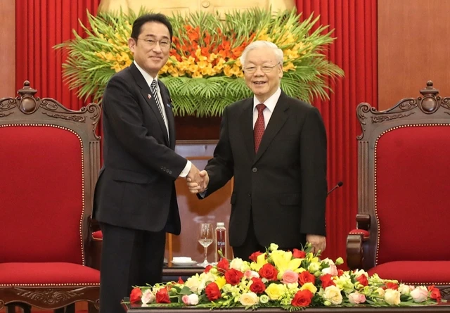 Tổng Bí thư Nguyễn Phú Trọng tiếp Thủ tướng Nhật Kishida Fumio tại Hà Nội hồi năm 2022. Ảnh: VGP NEWS Quan_he_Viet_Nhat_1_6.png