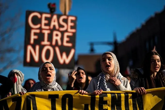 Những người biểu tình ủng hộ Palestine tại New York (Mỹ) vào tháng 2. Ảnh: REUTERS hoạt động tẩy chay Israel
