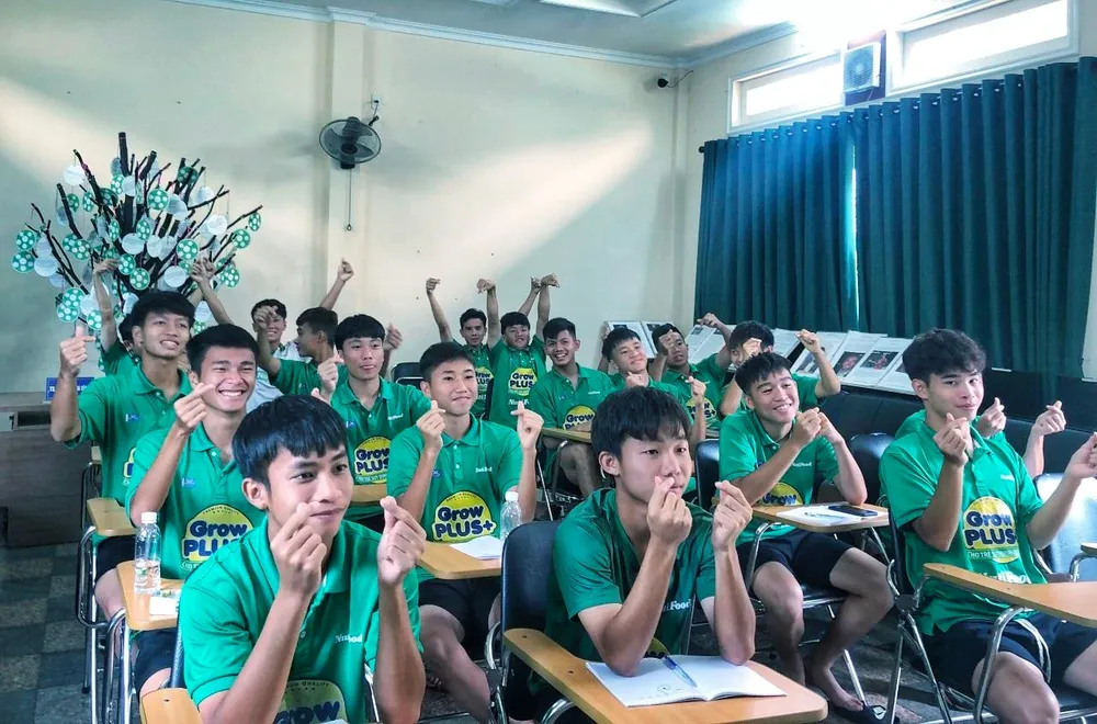 Môi trường đào tạo bóng đá trẻ tại Học viện Nutifood JMG thân thiện và trong lành. Ảnh: ANH THÔNG.