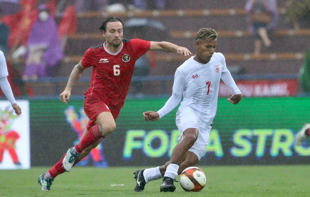 U-23 Indonesia vượt qua U-23 Myanmar với tỉ số 3-1 dù chỉ cần một trận hòa là vào bán kết SEA Games 31. Ảnh: ANH DUY.