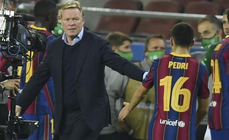 HLV Koeman đã đưa Pedri lên đội lớn chỉ sau hai buổi tập. Ảnh: CGI.