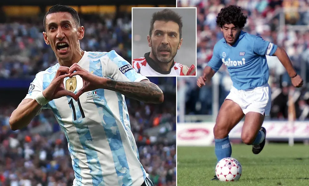 Thủ môn Buffon đánh giá Di Maria sẽ thành công như Maradona khi chơi bóng ở Ý. Ảnh: CGI.