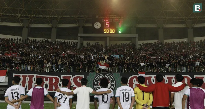 U-19 Indonesia không thua trận nào ở vòng bảng vẫn bị loại do quy định của AFF. Ảnh: Bola.