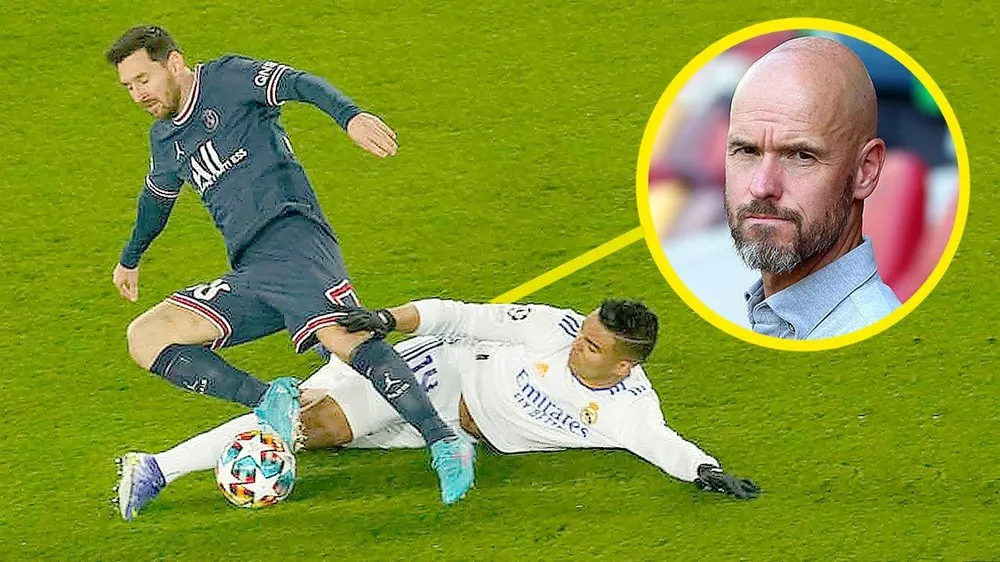 HLV Ten Hag tạm hài lòng với phương án Casemiro thay thế De Jong. Ảnh: CGI.