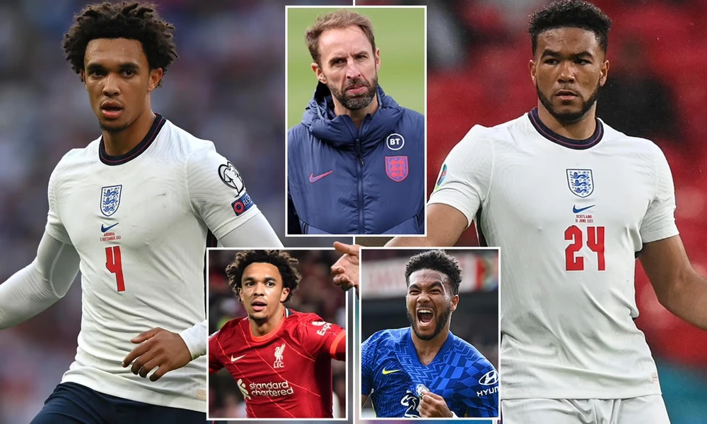 HLV Southgate của tuyển Anh bị buộc phải đưa ra chọn lựa khó khăn giữa hai hậu vệ đang chơi ở Premier League. Ảnh: CGI.