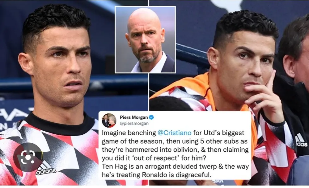 Nhà báo Morgan chỉ trích HLV Ten Hag đối xử không hợp lý với Ronaldo. Ảnh: CGI.