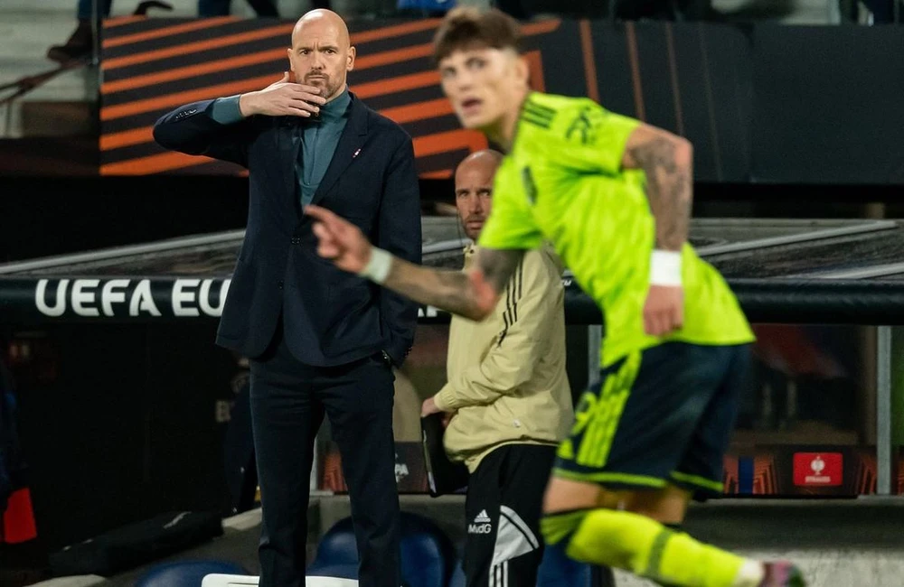 HLV Ten Hag thất vọng với chiến thắng 1-0 ở sân Sociedad khi ông và các học trò rất cần có thêm một bàn thắng nữa để dẫn đầu bảng. Ảnh: GETTY.