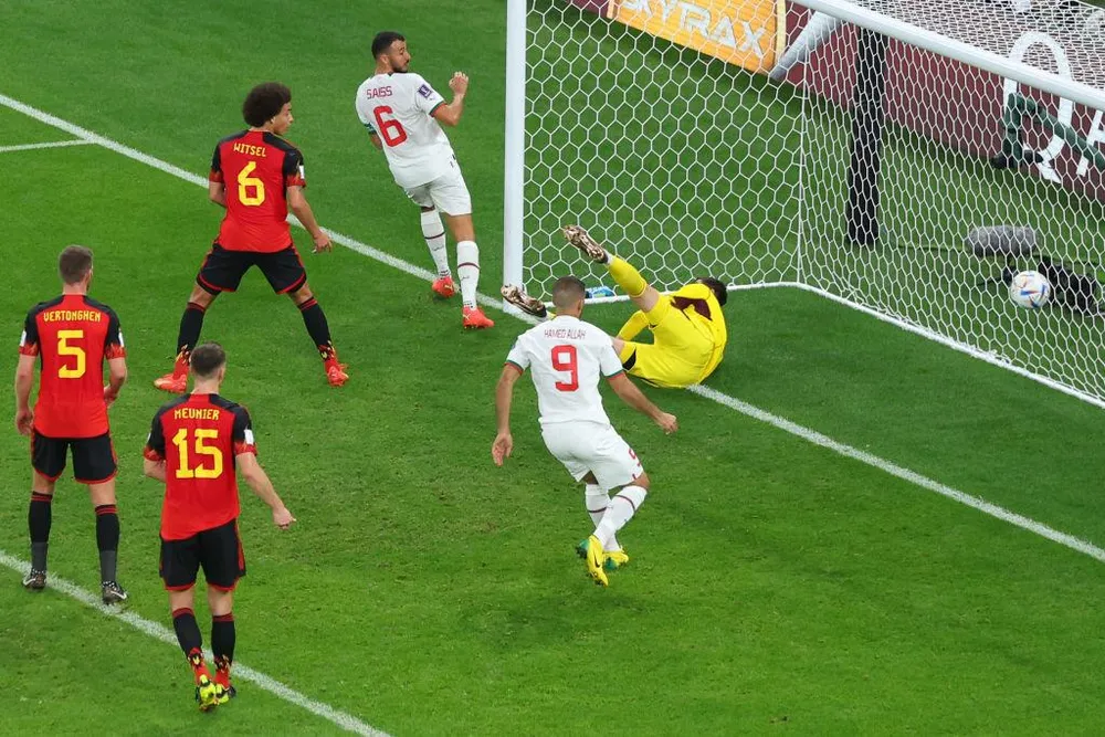 Thủ môn Courtois hớ hênh để thua bàn trước Morocco. Ảnh: GETTY.