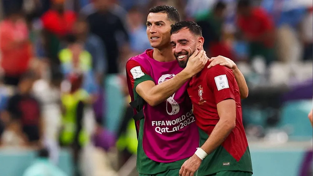 Bruno lập cú đúp trong trận thắng Uruguay 2-0 để bước vào vòng loại trực tiếp. Ảnh: GETTY.
