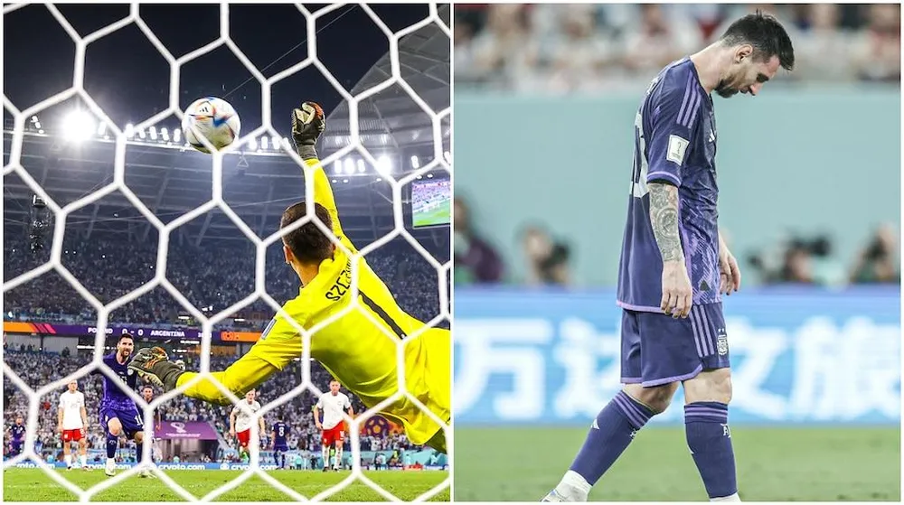 Messi buồn bã sau cú sút từ khoảng cách 11 mét bị thủ môn Ba Lan cản phá. Ảnh: GETTY. Messi buồn bã sau cú sút từ khoảng cách 11 mét bị thủ môn Ba Lan cản phá. Ảnh: GETTY.