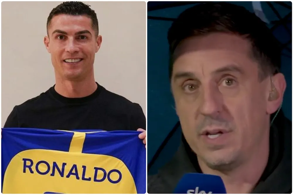 Đồng đội của Neville buồn vì Ronaldo cập bến làng bóng châu Á. Ảnh: GETTY. Đồng đội của Neville buồn vì Ronaldo cập bến làng bóng châu Á. Ảnh: GETTY.