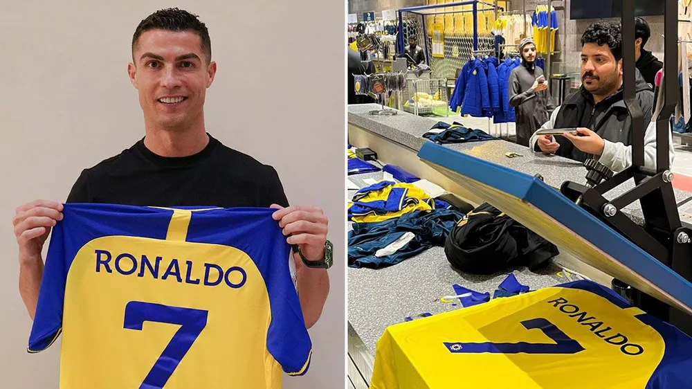 Người hâm mộ săn lùng áo đấu của Ronaldo khi nghe tin siêu sao Bồ Đào Nha đầu quân cho Al Nassr. Ảnh: GETTY.