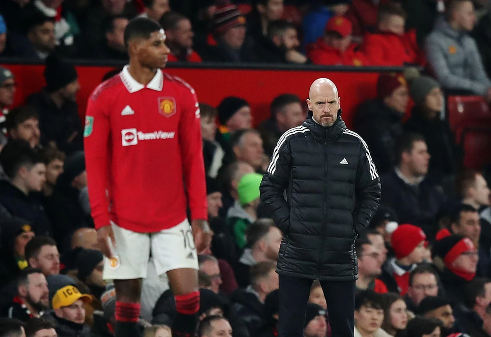 Phong độ của Rashford khiến ông Ten Hag có thể không còn nhớ đến Ronaldo. Ảnh: GETTY.