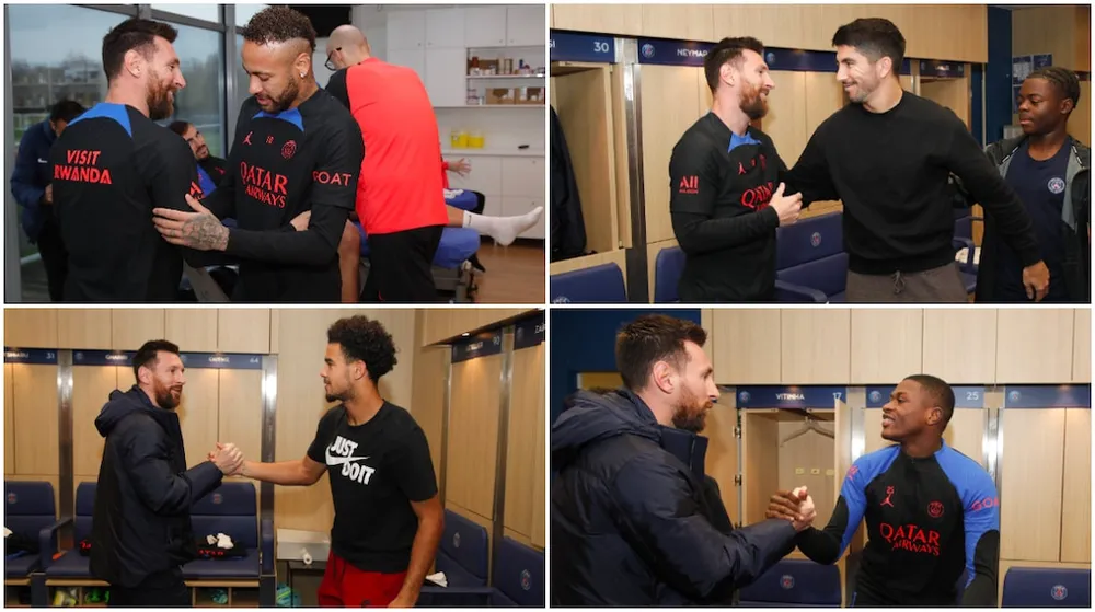 Nhà vô địch thế giới chào hỏi đồng đội PSG sau kỳ nghỉ dài hai tuần. Ảnh: GETTY.