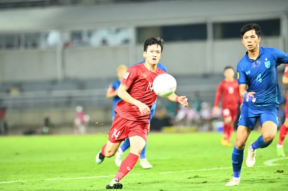 Hoàng Đức và đồng đội đã rất nỗ lực trong hai trận chung kết AFF Cup 2022 trước tuyển Thái Lan nhưng không thể giành chiến thắng chung cuộc. Ảnh: HẢI THỊNH.