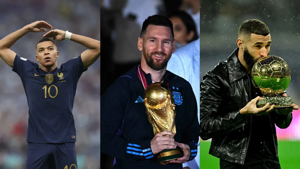Messi, Mbappe và Benzema chia nhau những ngôi đầu của giải Cầu thủ xuất sắc nhất năm 2022 do FIFA trao tặng. Ảnh: GETTY.