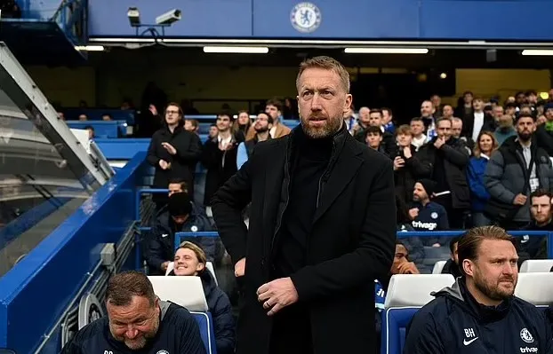 HLV Graham Potter phê phán học trò và tiếc nuối khi để mất điểm phút cuối. Ảnh: GETTY.