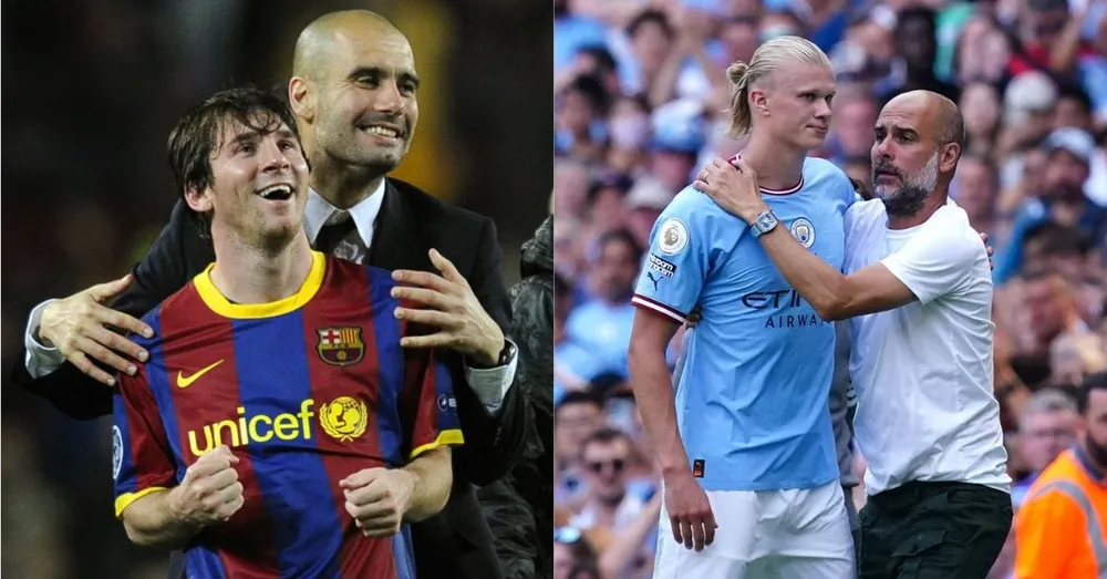 Messi và Haaland đều là những ngôi sao lớn dưới thời Pep Guardiola. Ảnh: GETTY.